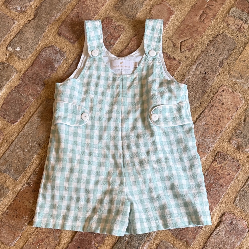Stylish Mint Checkered Kids Overalls